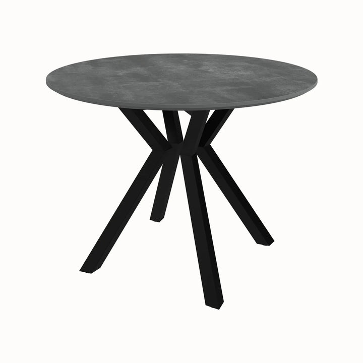 Toronto 110 cm Grey Ceramic Round Dining Table Set with 4 Grey Fabric Chairs