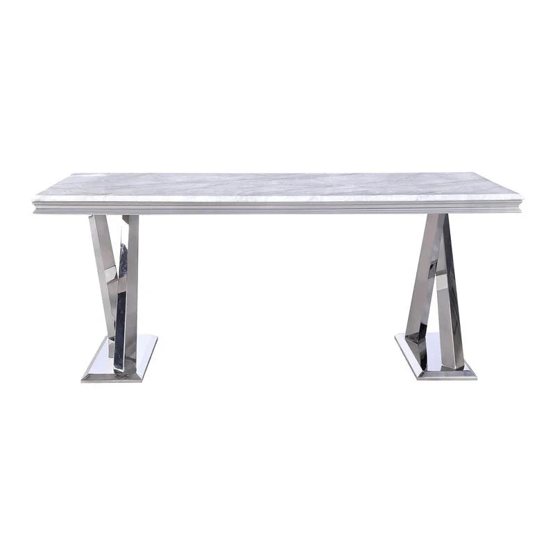 Vittoria 1.8M Marble Dining Table Set with Grey Roma Chairs