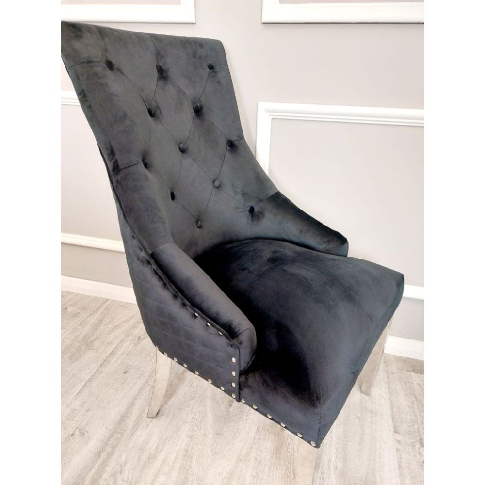 Sorrento Black Marble Top Dining Table Set