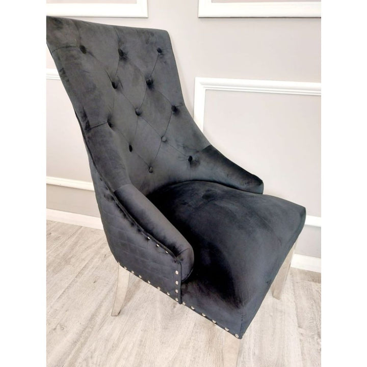 Sorrento Black Marble Top Dining Table Set