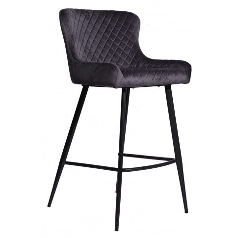 Alpha Bar Stool Grey Velvet