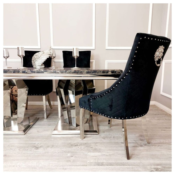 Sorrento Black Marble Top Dining Table Set