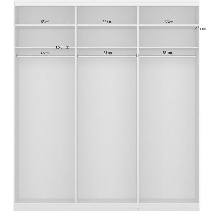 Rauch Oracle Metallic Grey 3 Door Full Mirror Sliding Wardrobe 203CM