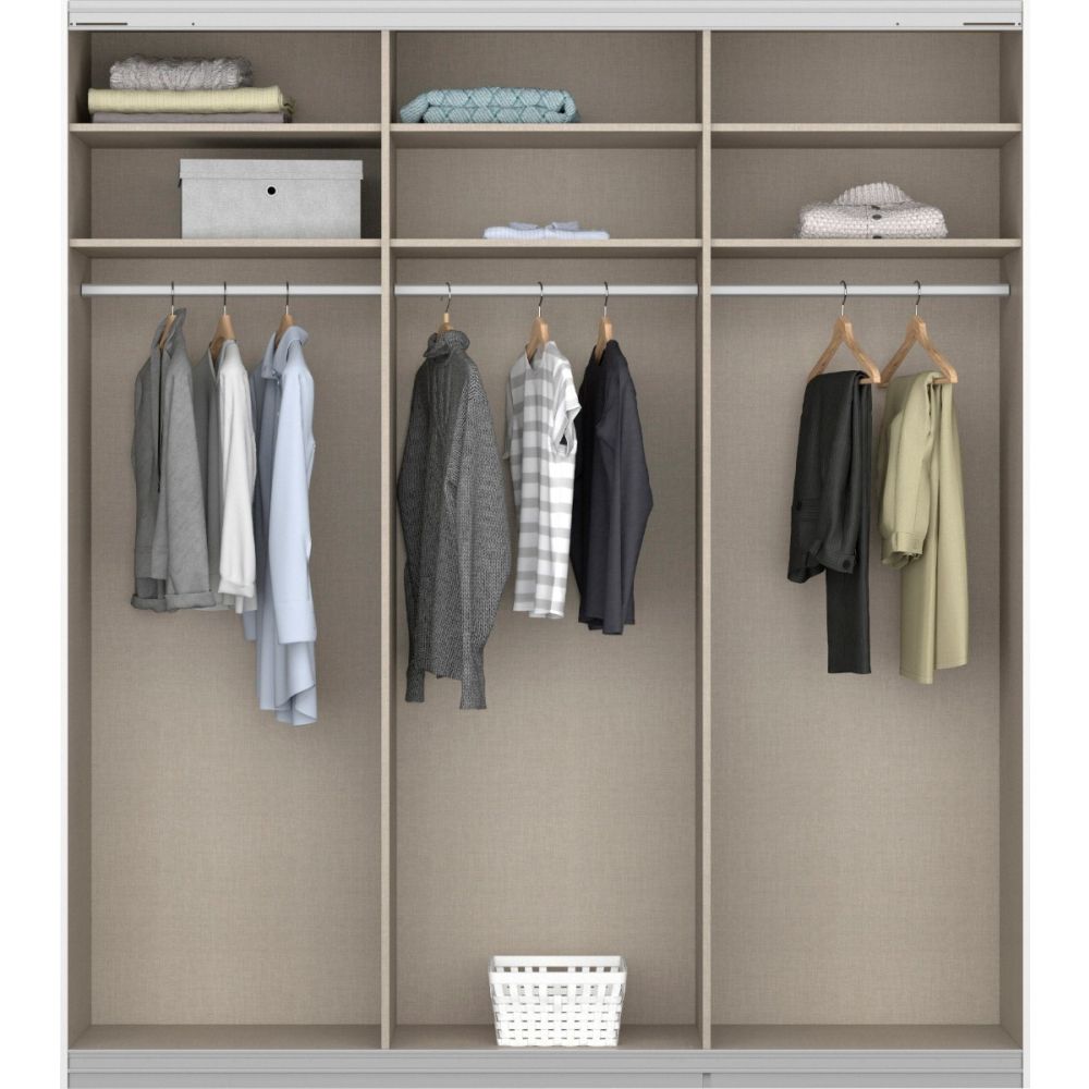 Rauch Oracle Metallic Grey 3 Door Full Mirror Sliding Wardrobe 203CM