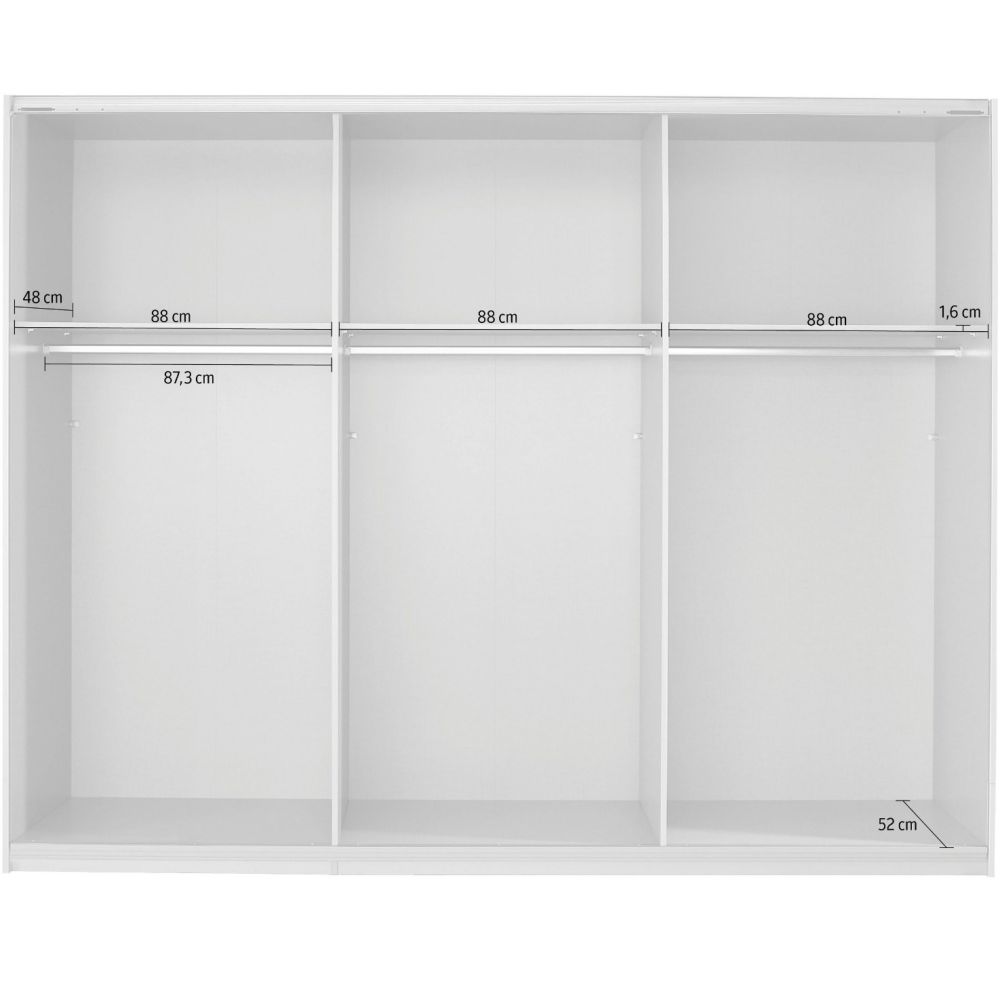 Rauch Oracle Metallic Grey 3 Door Full Mirror Sliding Wardrobe 203CM