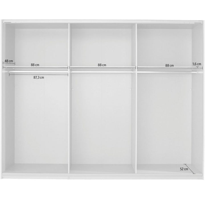Rauch Oracle Metallic Grey 3 Door Full Mirror Sliding Wardrobe 203CM