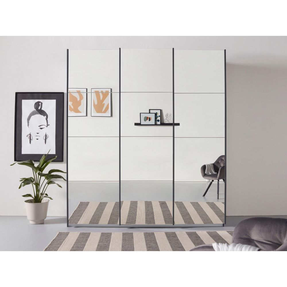 Rauch Oracle Artisan Oak 3 Door Full Mirror Sliding Wardrobe 203CM