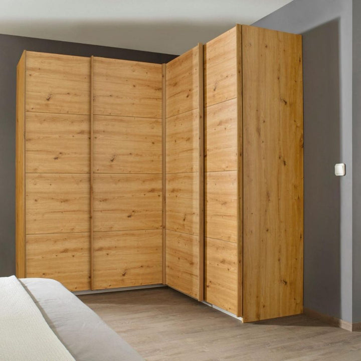 Rauch Luma 181cm 4 Door Corner Sliding Wardrobe with 4 Decor Doors