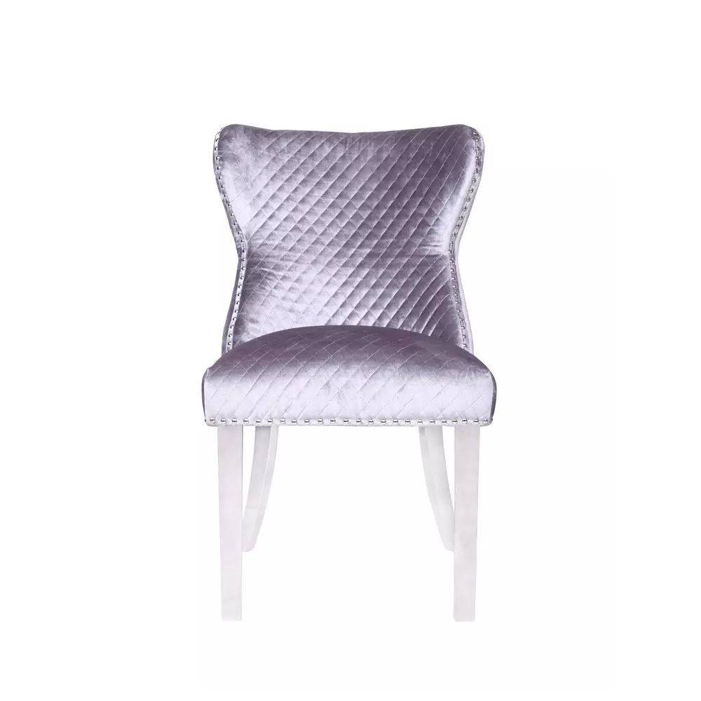 Oracle 130cm Round Grey Marble Dining Table & 4 Lewis Silvery Grey Lion Knocker Chairs