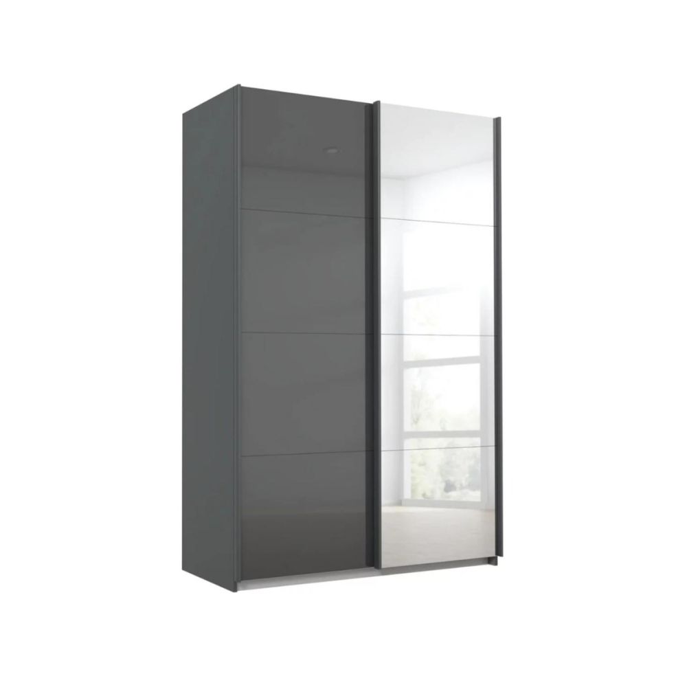 Rauch Luma 136cm 2 Door Sliding Wardrobe with 1 Glass Door and 1 Mirror Door