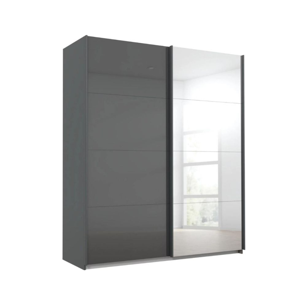 Rauch Luma 181cm 2 Door Sliding Wardrobe with 1 Glass Door and 1 Mirror Door