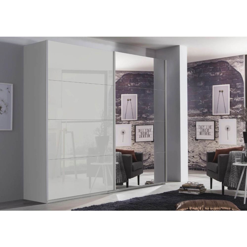 Rauch Luma 226cm 2 Door Sliding Wardrobe with 1 Glass Door and 1 Mirror Door