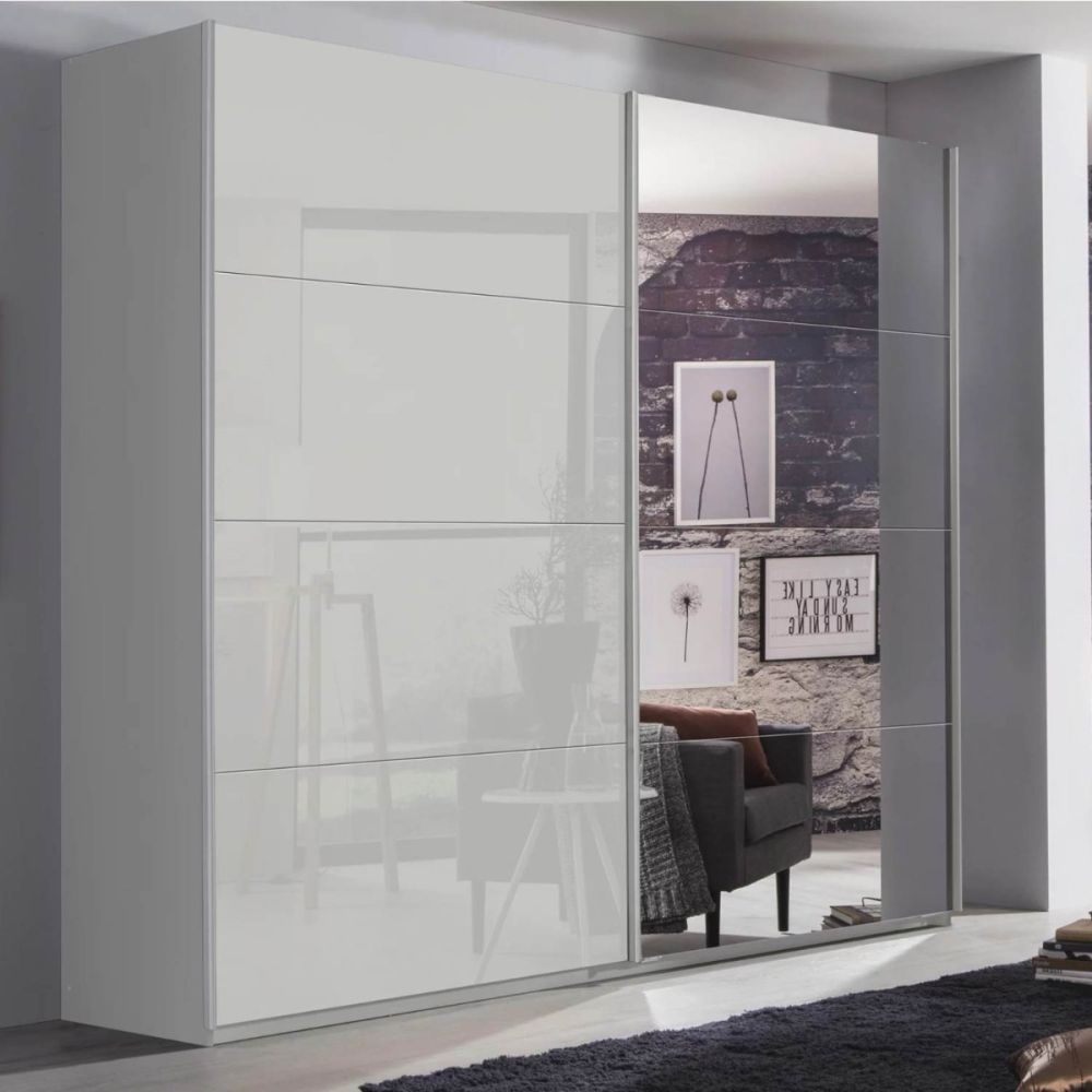 Rauch Luma 226cm 2 Door Sliding Wardrobe with 1 Glass Door and 1 Mirror Door