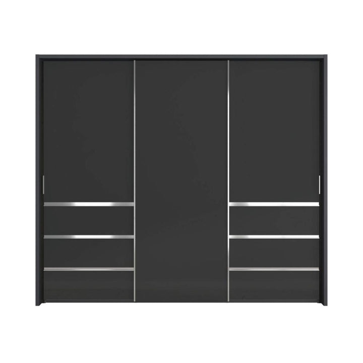 Wiemann Pacific 260cm 3 Door Glass Sliding Wardrobe with Drawers at Left and Right