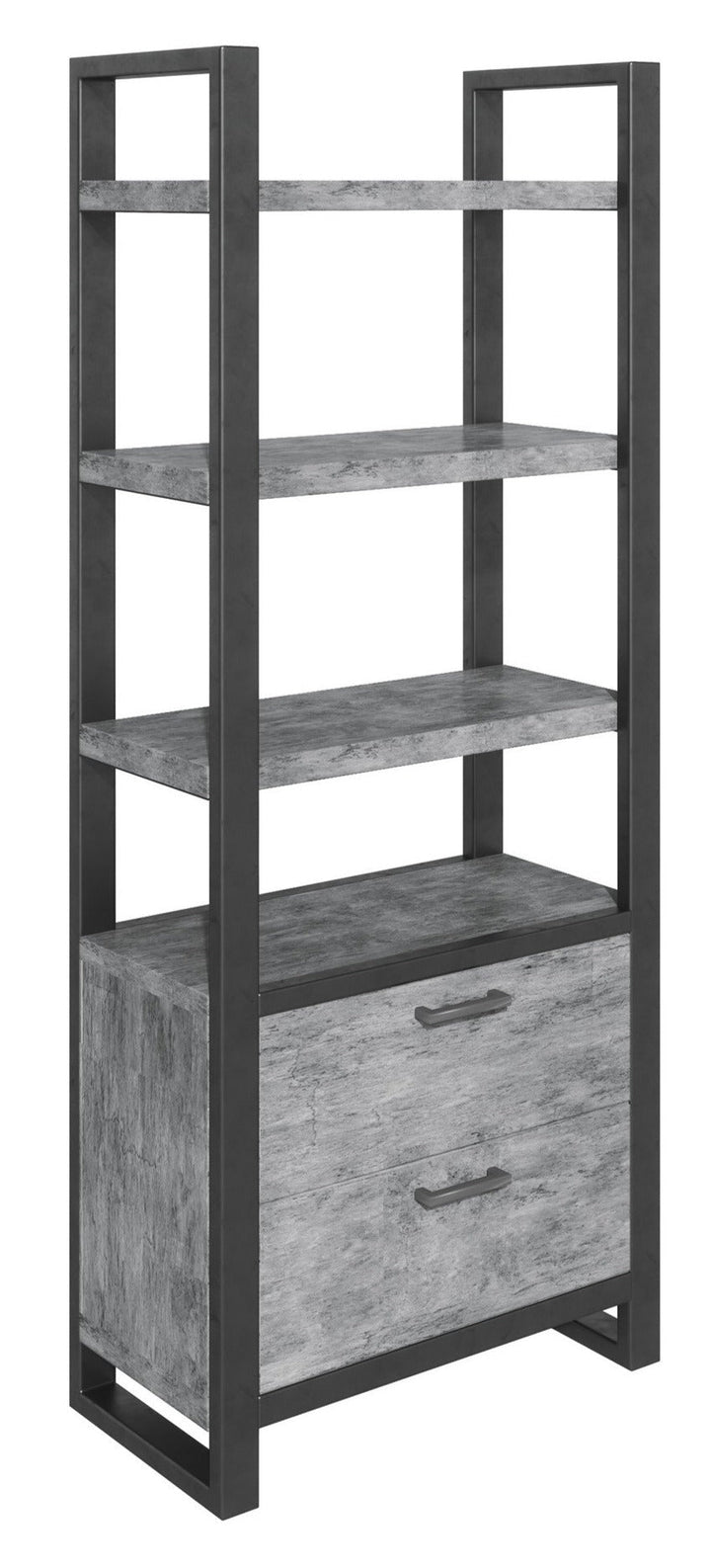 Fusion Bookcase with Drawers - Stone Effect