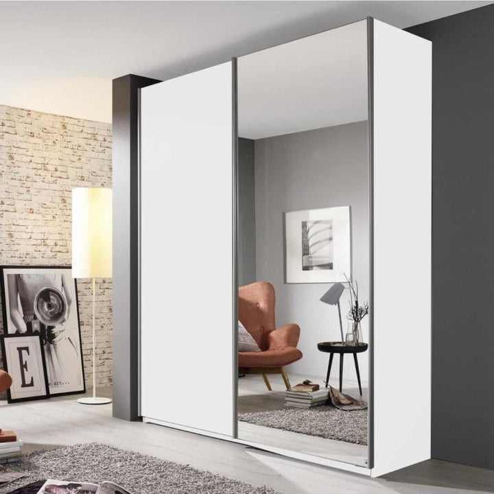 Rauch Somo Alpine White & Mirror Sliding Door Wardrobe