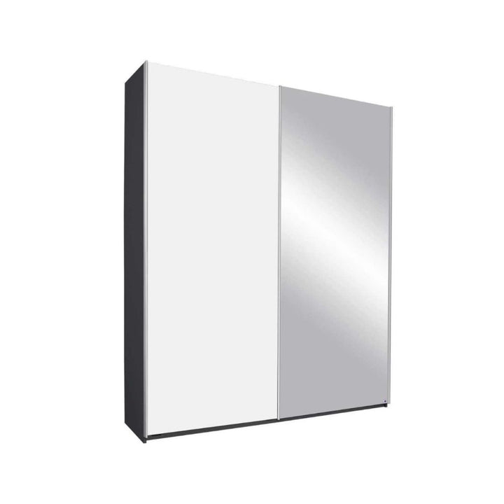 Rauch Somo Metallic Grey Alpine White & Mirror Sliding Door Wardrobe