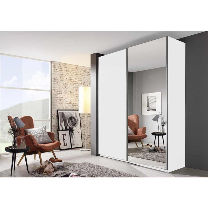 Rauch Somo Alpine White & Mirror Sliding Door Wardrobe