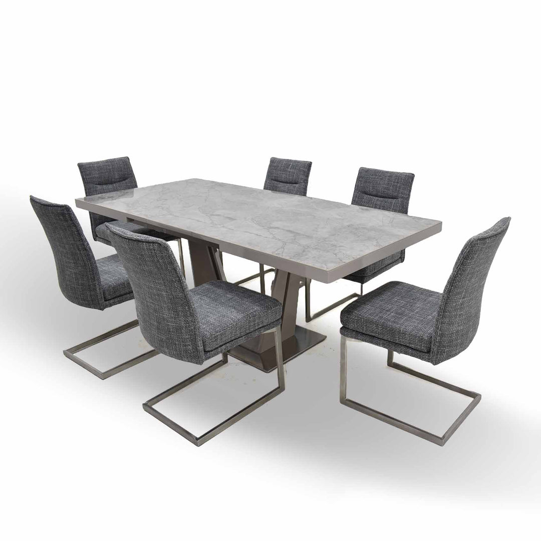 Grigio Extending Dining Table & Bianca Grey Dining Chair Set