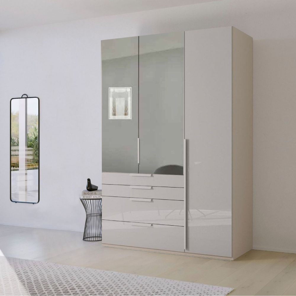 Mainz 3 Door Hinged Fully Loaded Wardrobe in Silk Grey - Evoke Home 