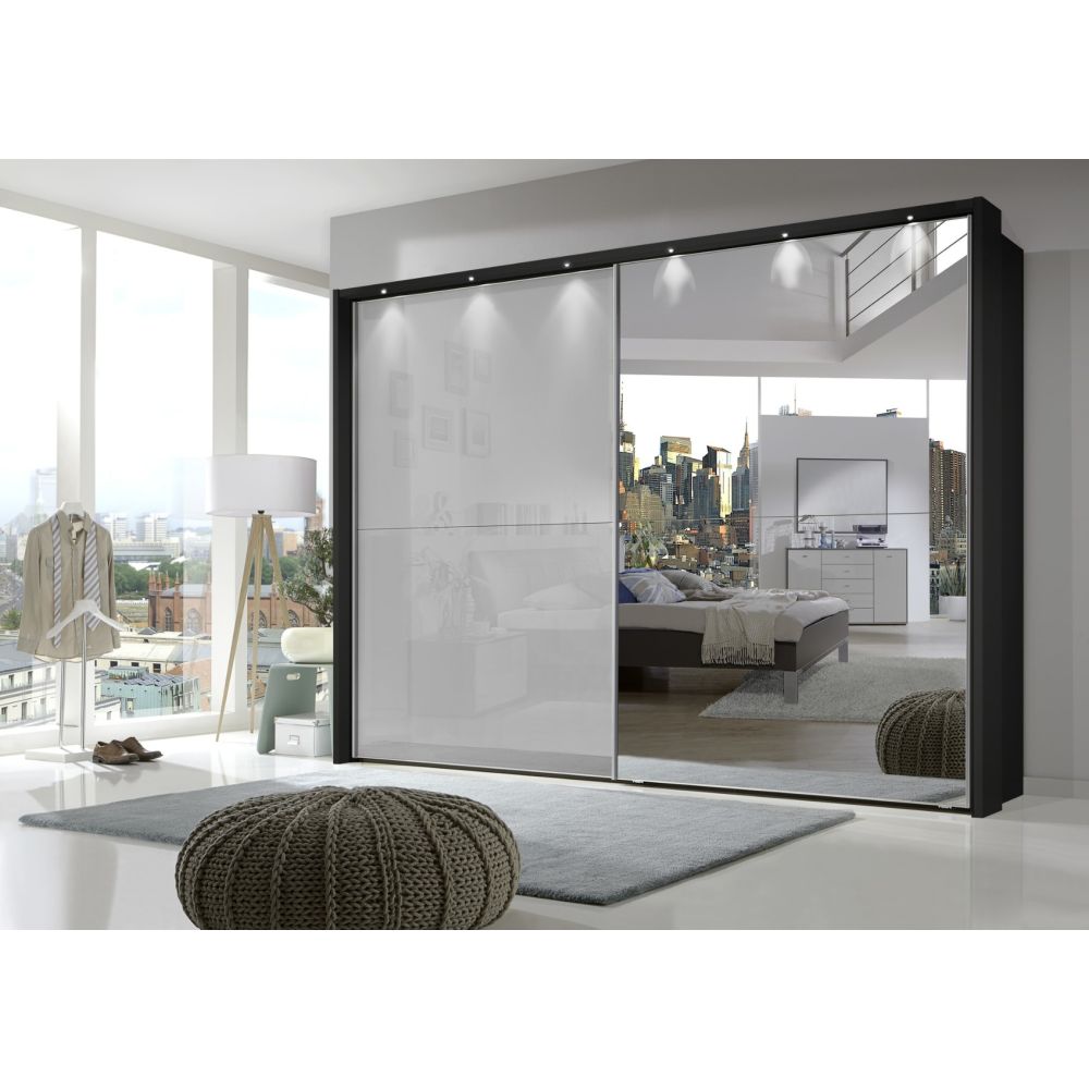 Wiemann Berlin Sliding Door Wardrobe Graphite & Pebble Grey Glass