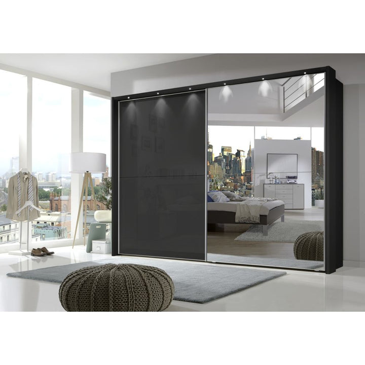 Wiemann Berlin Graphite Glass Front Sliding Door Wardrobe