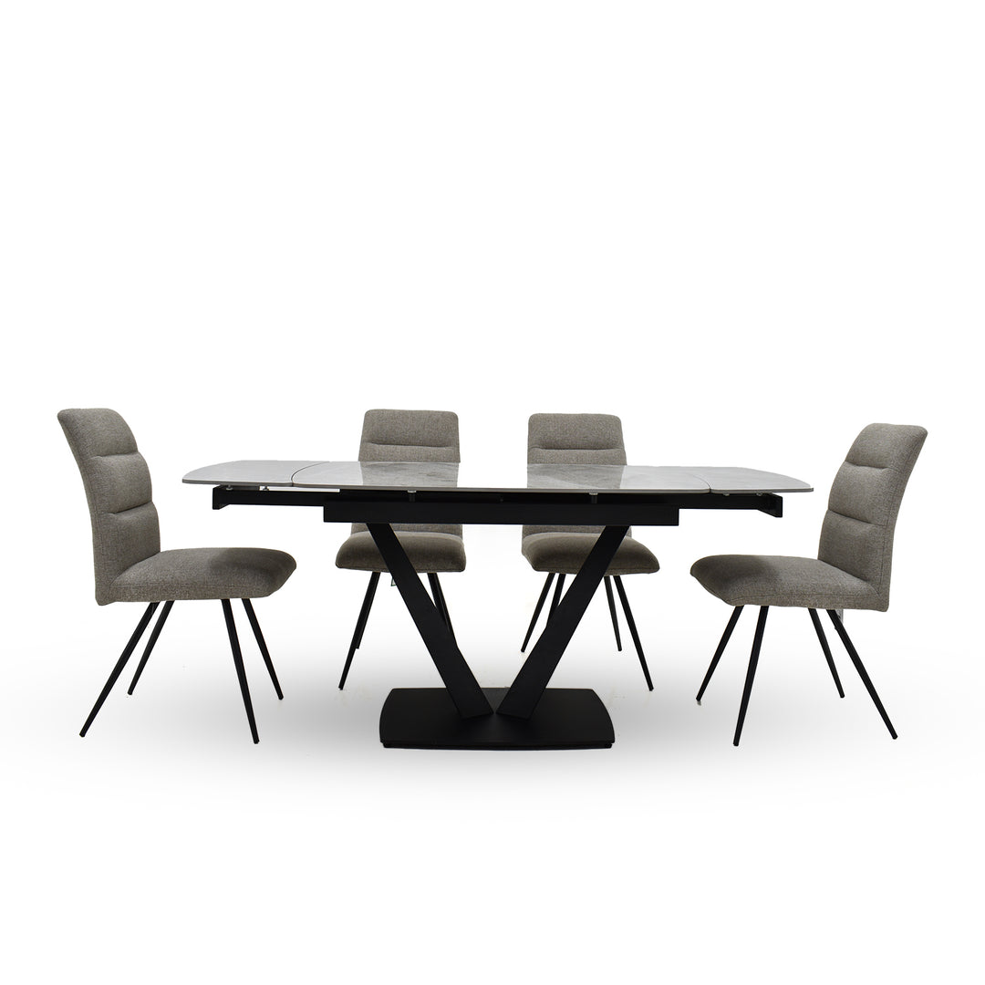 Atlas extending dining table and Pauli dining chair set