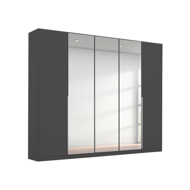 Rauch Alabama Metallic Grey and Mirror 5 Door Hinged Wardrobe