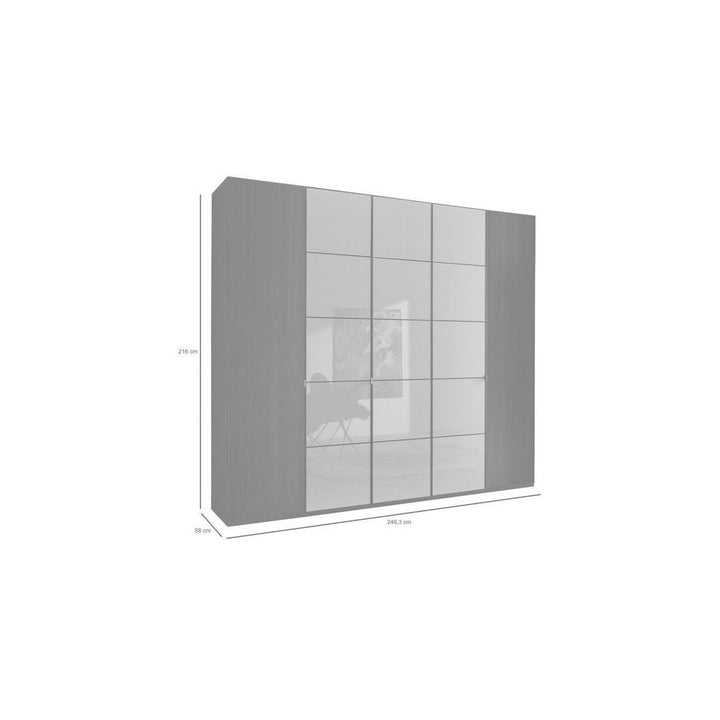 Wiemann Quito Champagne and Champagne Glass With Mirror 5 Door Wardrobe - 250CM