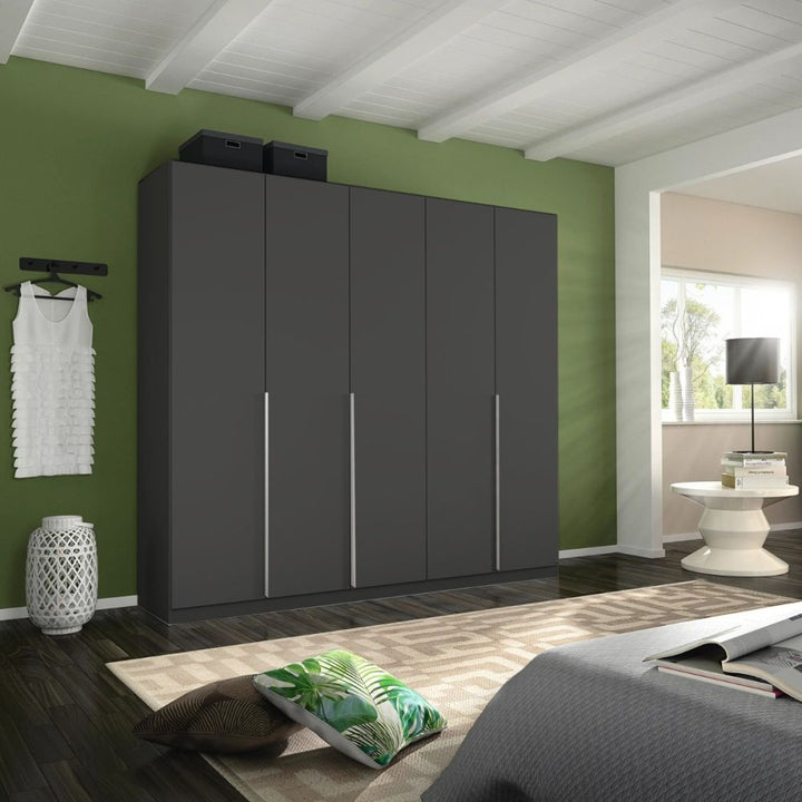 Rauch Alabama Metallic Grey 5 Door Hinged Wardrobe