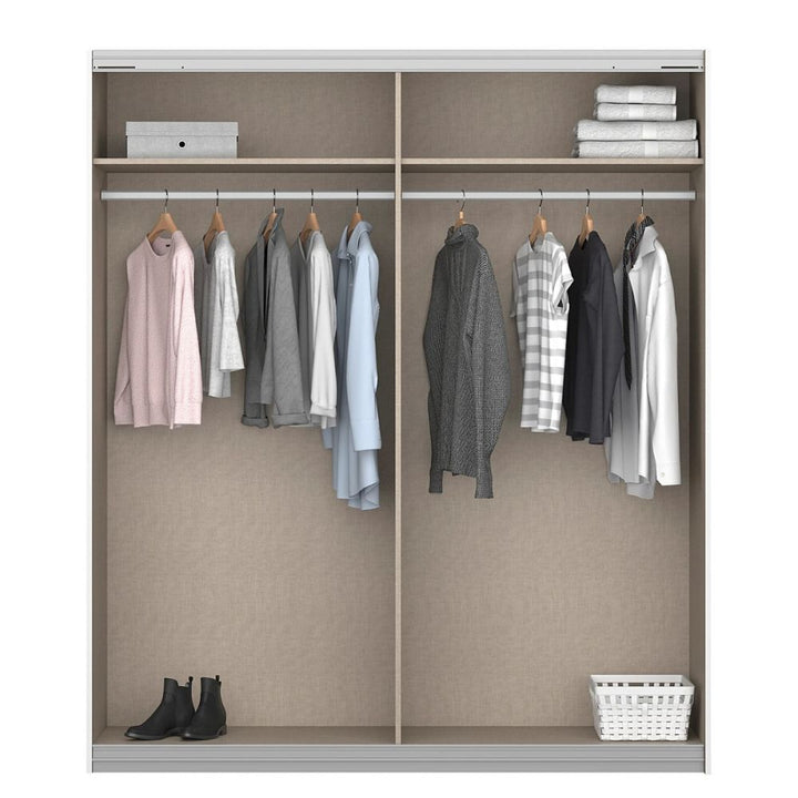 Rauch Luma 181cm 2 Door Sliding Wardrobe with 1 Glass Door and 1 Mirror Door