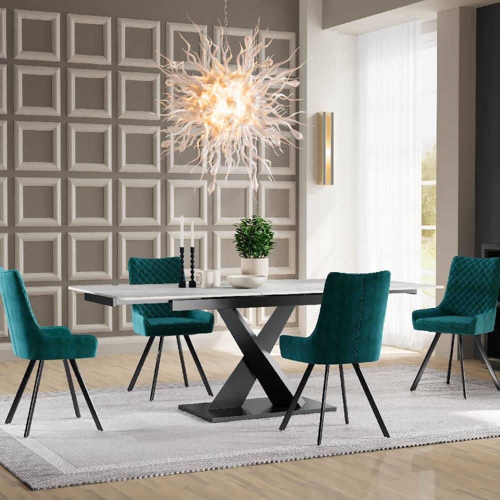 Renard Ceramic Pearla Grey Table with Ella dining Chairs