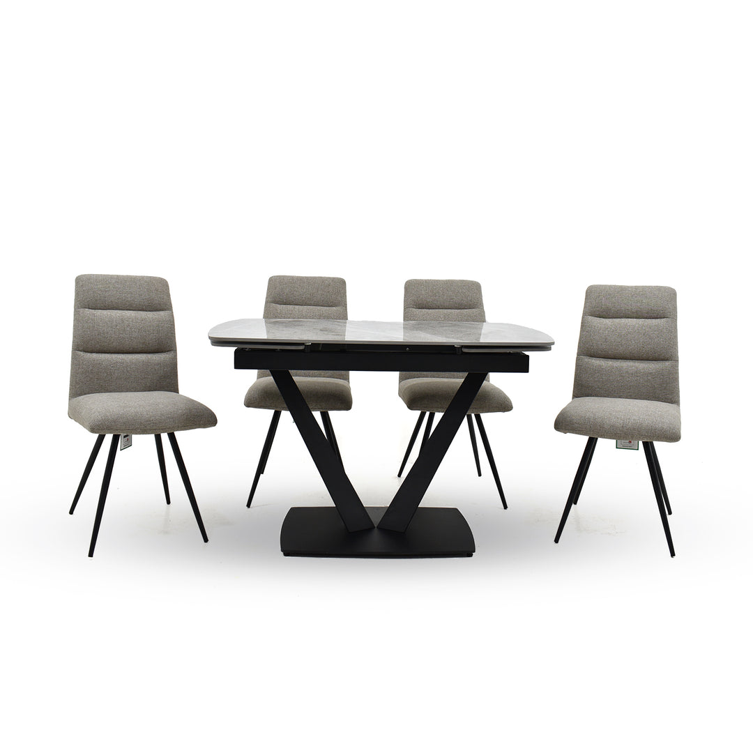 Atlas extending dining table and Pauli dining chair set