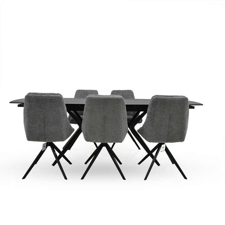 Euphoria extending dining table with Harley dining chair set