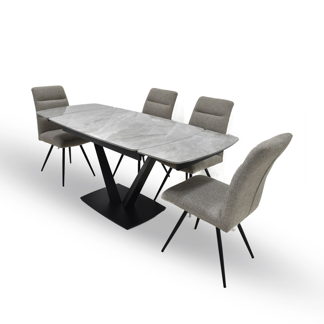 Atlas extending dining table and Pauli dining chair set