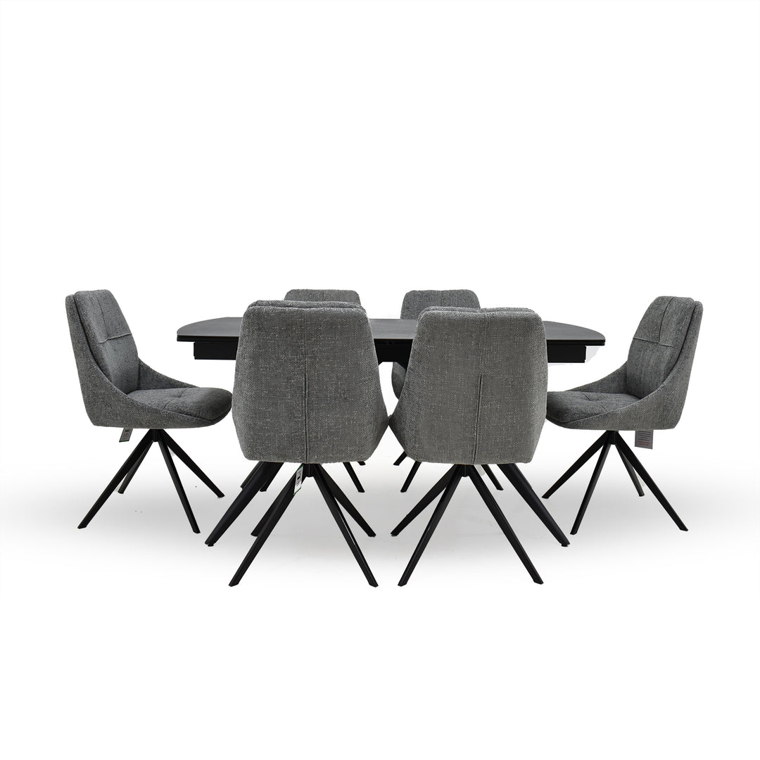 Euphoria extending dining table with Harley dining chair set