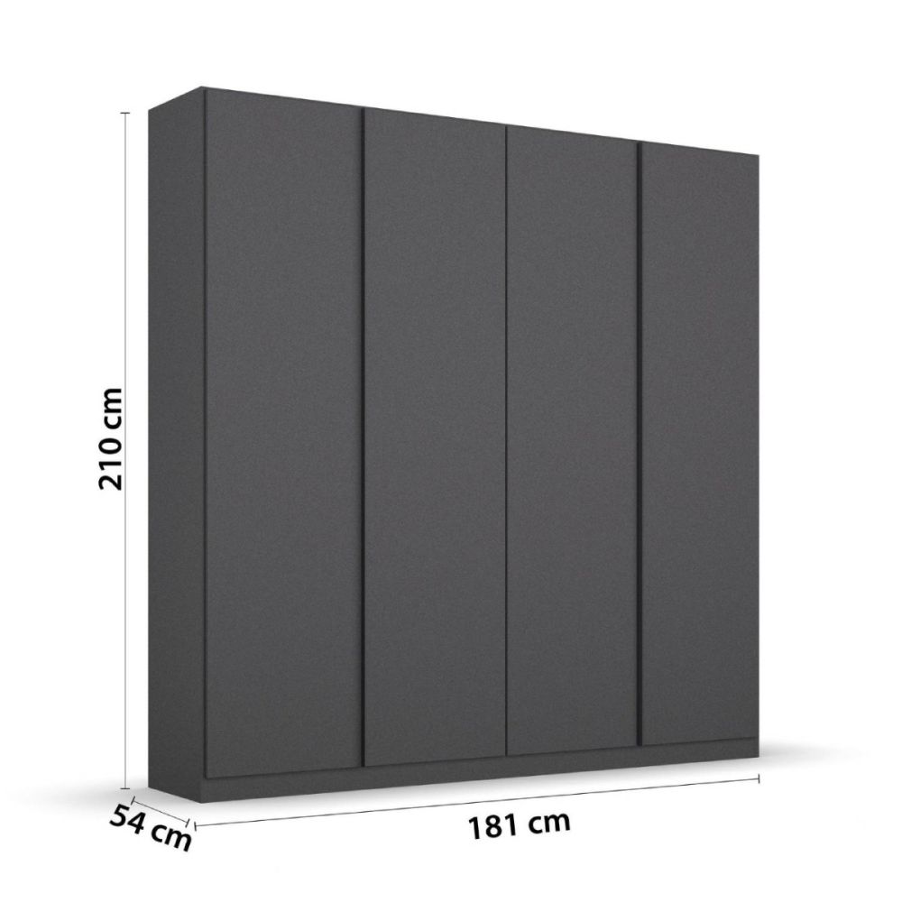 Rauch Monostar Metallic Grey 4 Door Hinged Wardrobe W181CM
