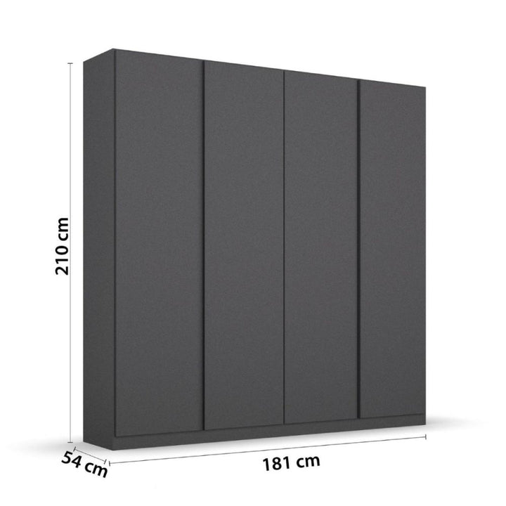 Rauch Monostar Metallic Grey 4 Door Hinged Wardrobe W181CM