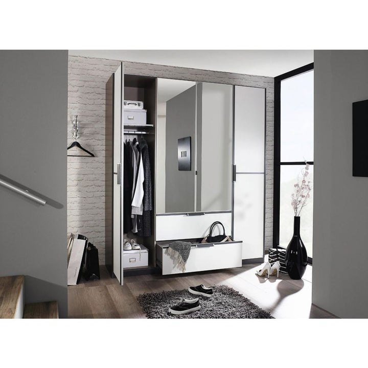Rauch Essensa White Glass Front Combi Hinged Door Wardrobe