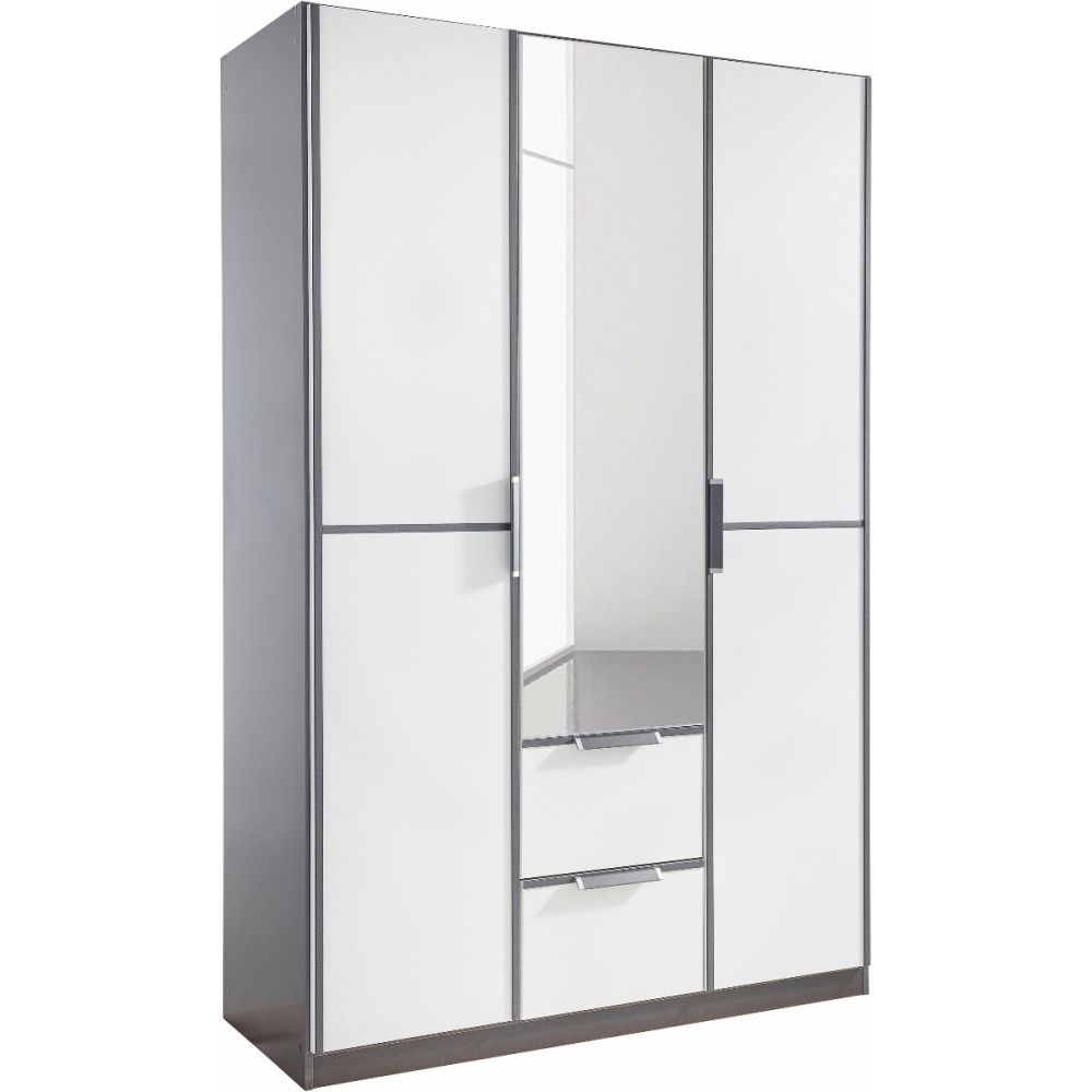 Rauch Essensa White Glass Front Combi Hinged Door Wardrobe