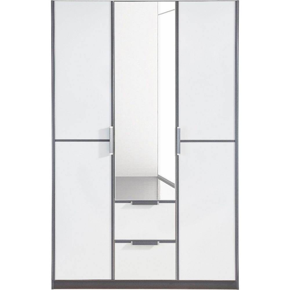 Rauch Essensa White Glass Front Combi Hinged Door Wardrobe