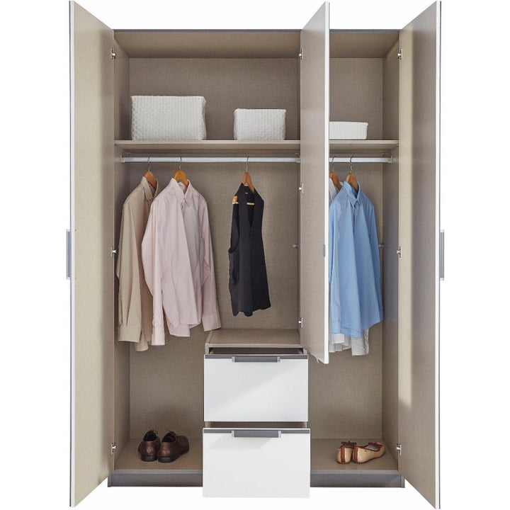 Rauch Essensa White Glass Front Combi Hinged Door Wardrobe