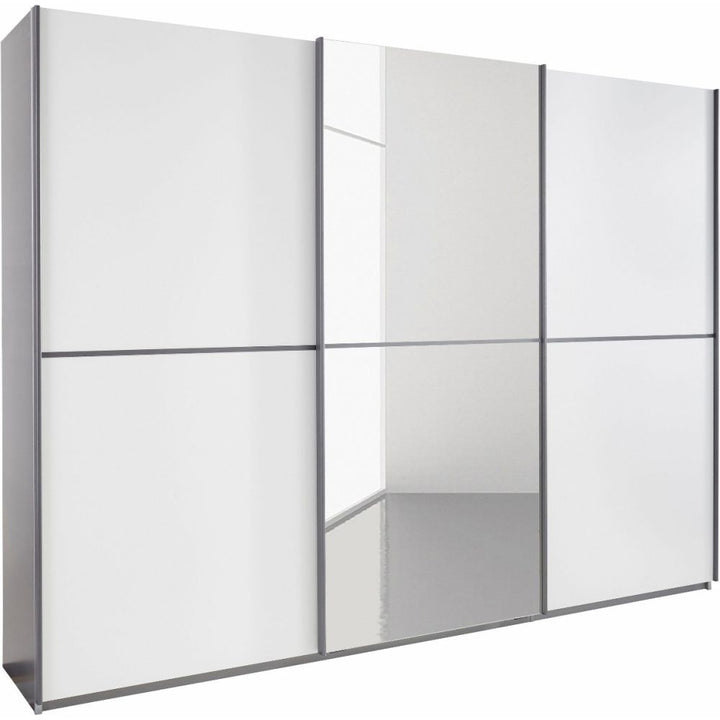 Rauch Essensa White & Metallic Grey 3 Gliding Door Wardrobe With Mirror