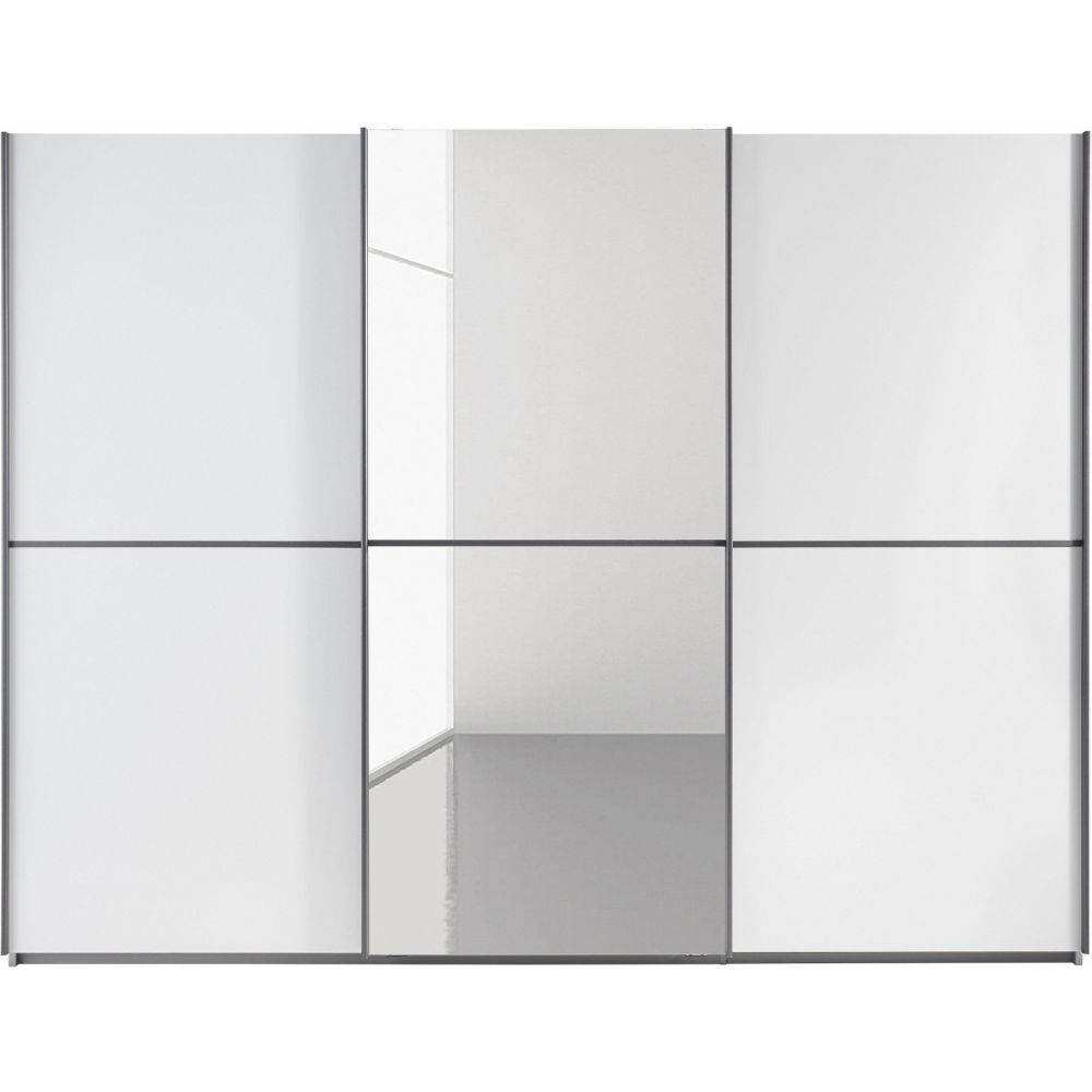Rauch Essensa White & Metallic Grey 3 Gliding Door Wardrobe With Mirror