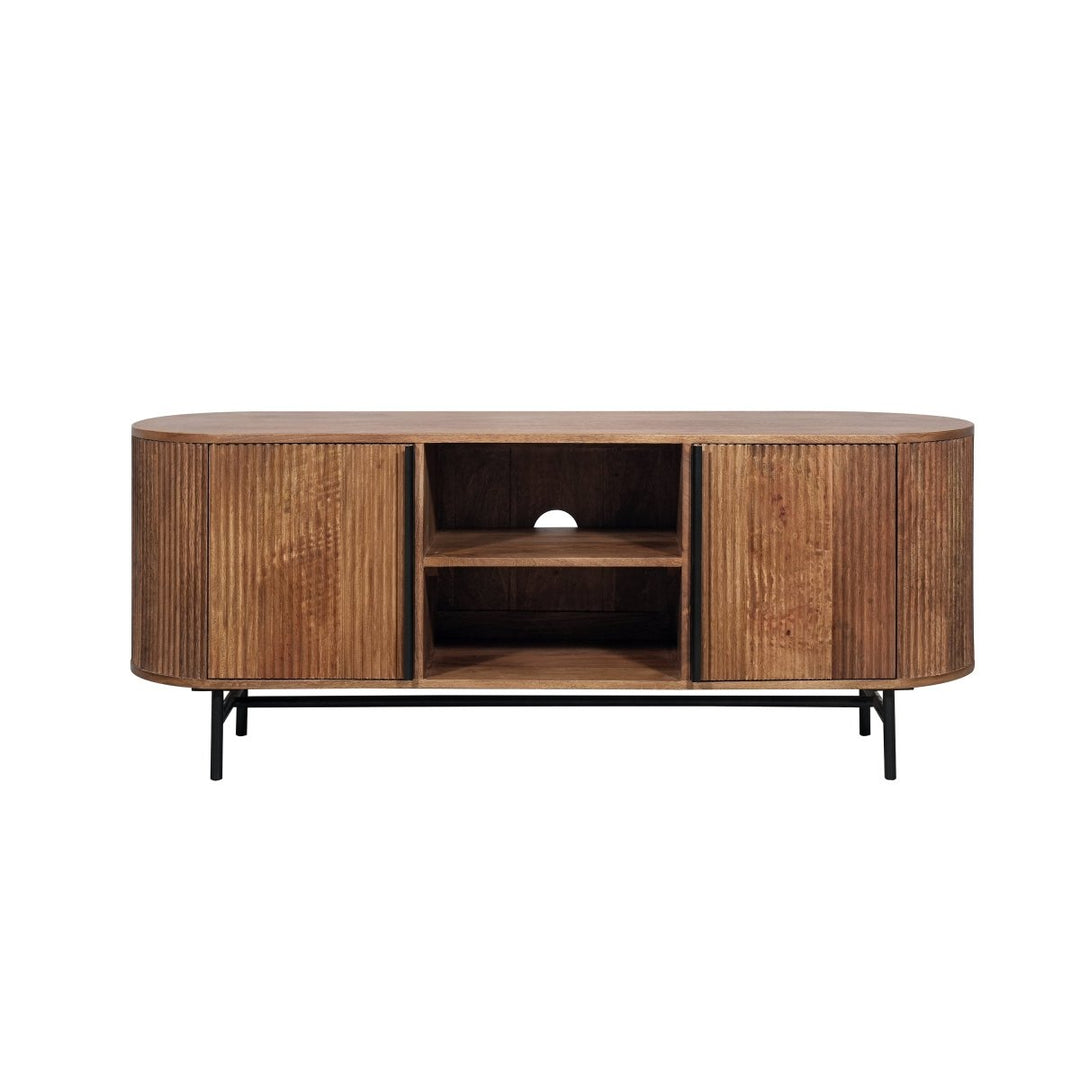 Grooved Mango Wood TV Unit