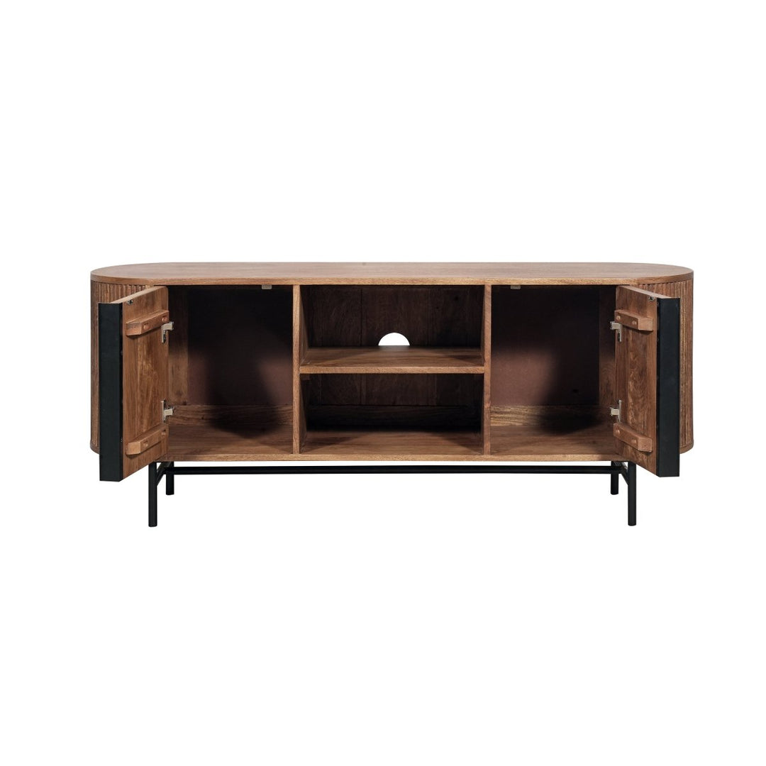 Grooved Mango Wood TV Unit