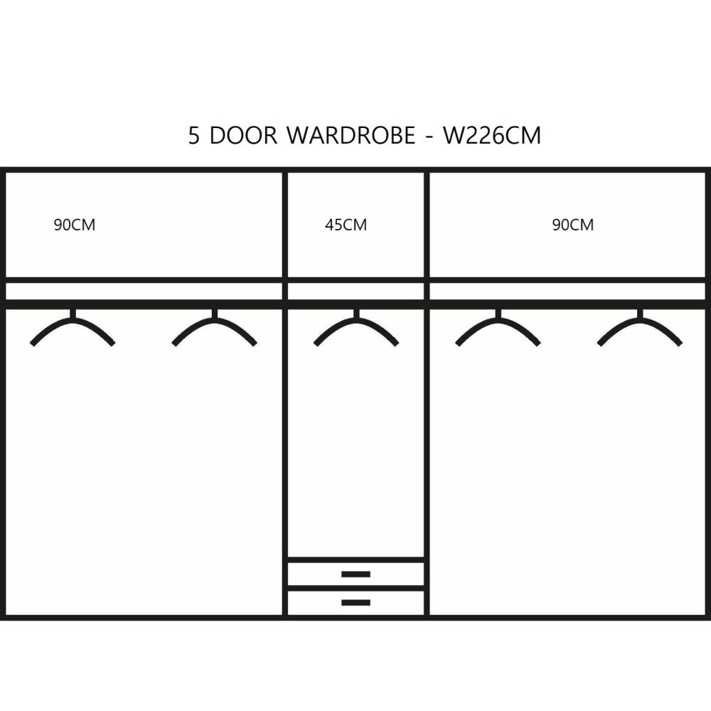 Rauch Essensa White Glass Front Combi Hinged Door Wardrobe