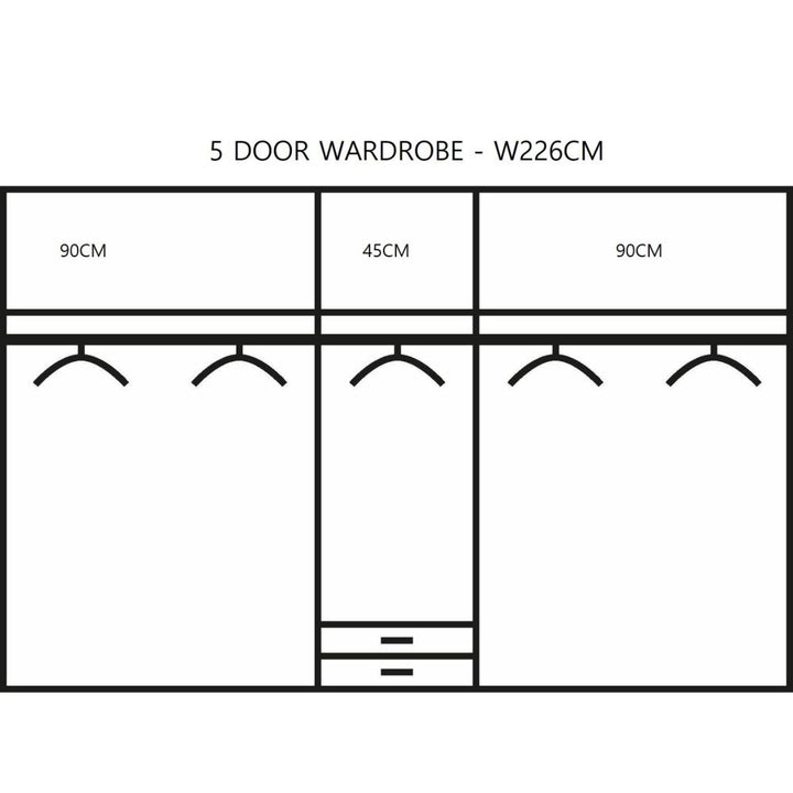 Rauch Essensa White Glass Front Combi Hinged Door Wardrobe
