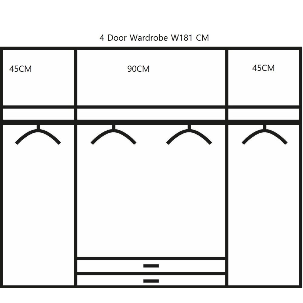 Rauch Essensa White Glass Front Combi Hinged Door Wardrobe