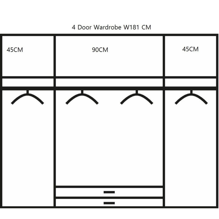 Rauch Essensa White Glass Front Combi Hinged Door Wardrobe